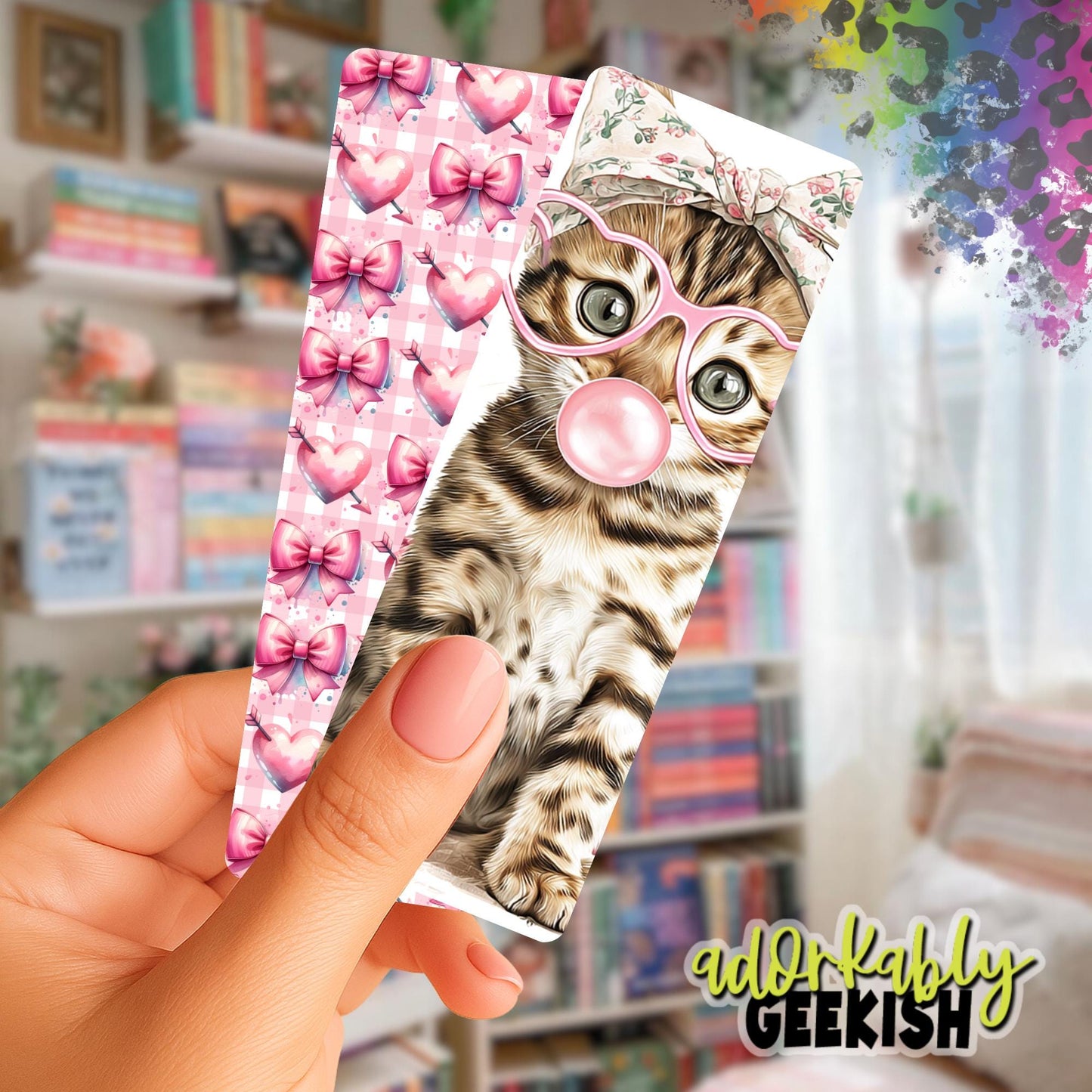 Bubble Gum Cuties Bookmark, Reading Accessory, 2x6 Double Sided Bookmark with Tassel