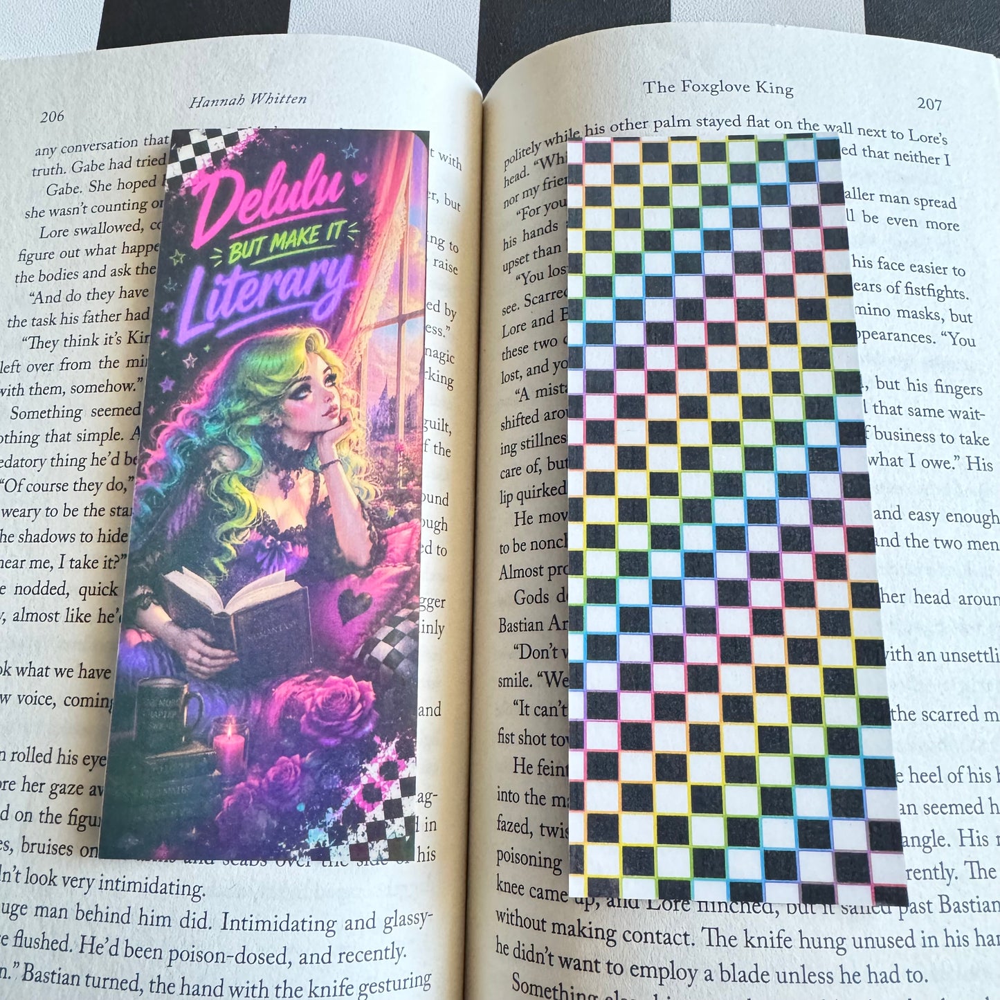 Neon Victorian Book Club Bookmarks | Double-Sided Iridescent Bookish Bookmark | Gothic Romance Reader Gift | 2.5 x 6.5