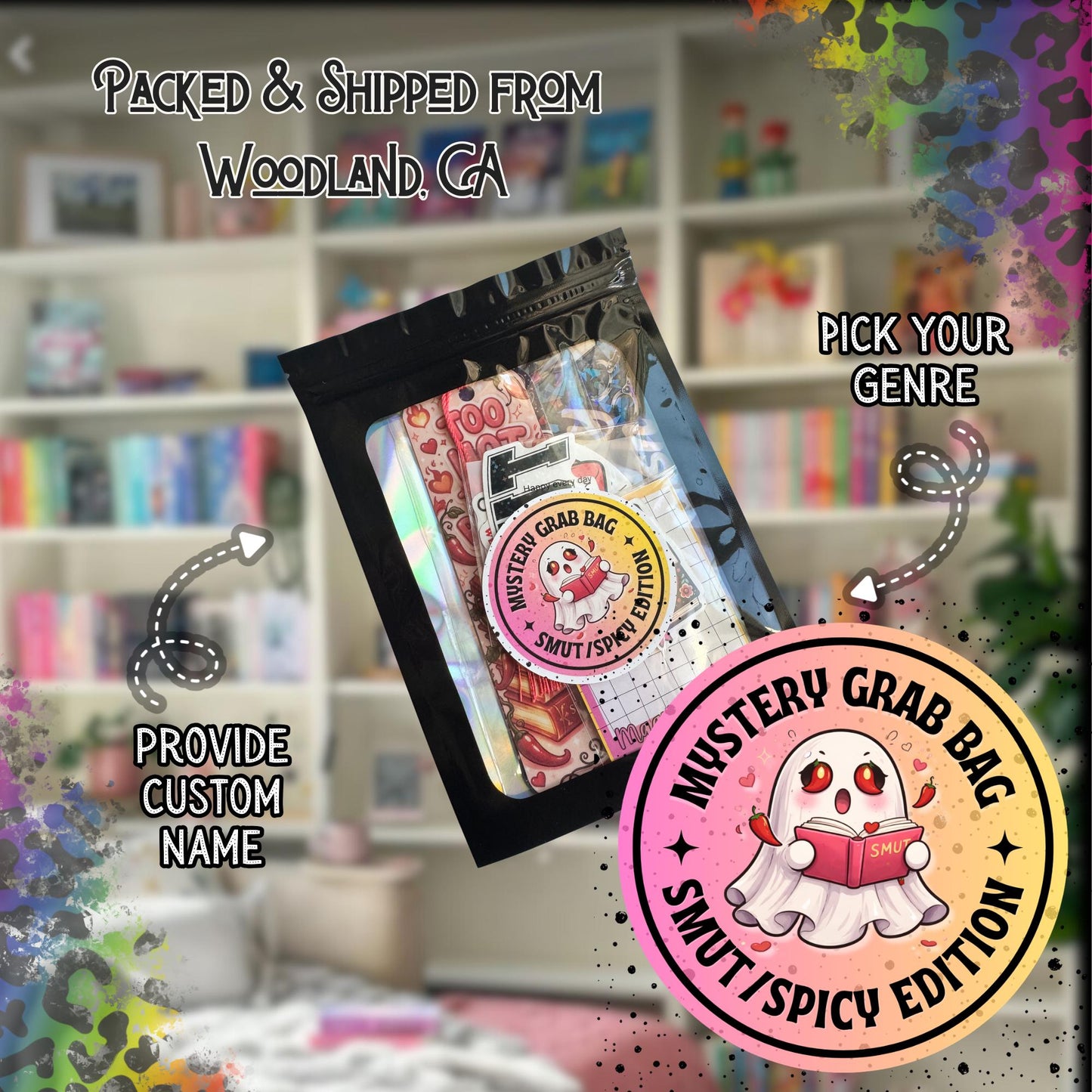 Spicy Romance Grab Bag, Bookish Gift Set, Smut Reader Bundle, BookTok Romance Stickers & Bookmarks, Flirty Reader Gift