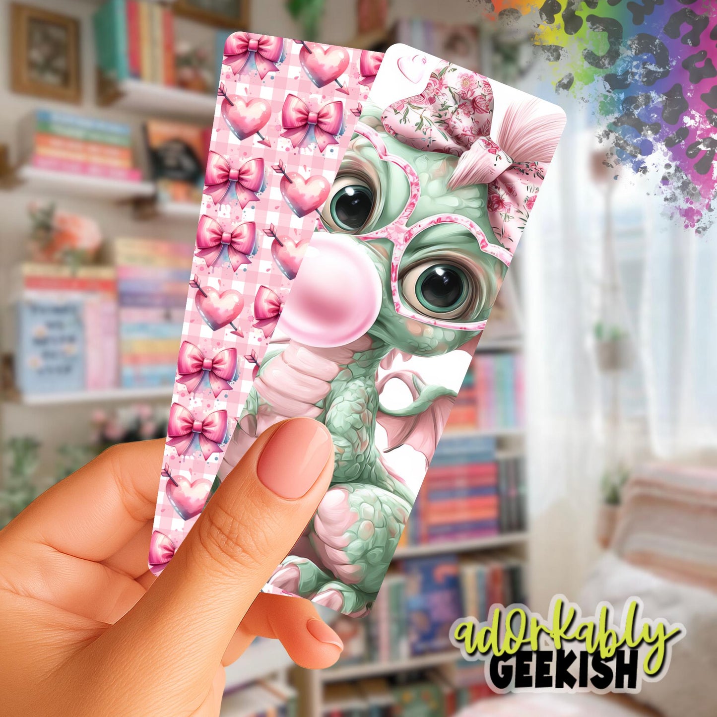 Bubble Gum Cuties Bookmark, Reading Accessory, 2x6 Double Sided Bookmark with Tassel