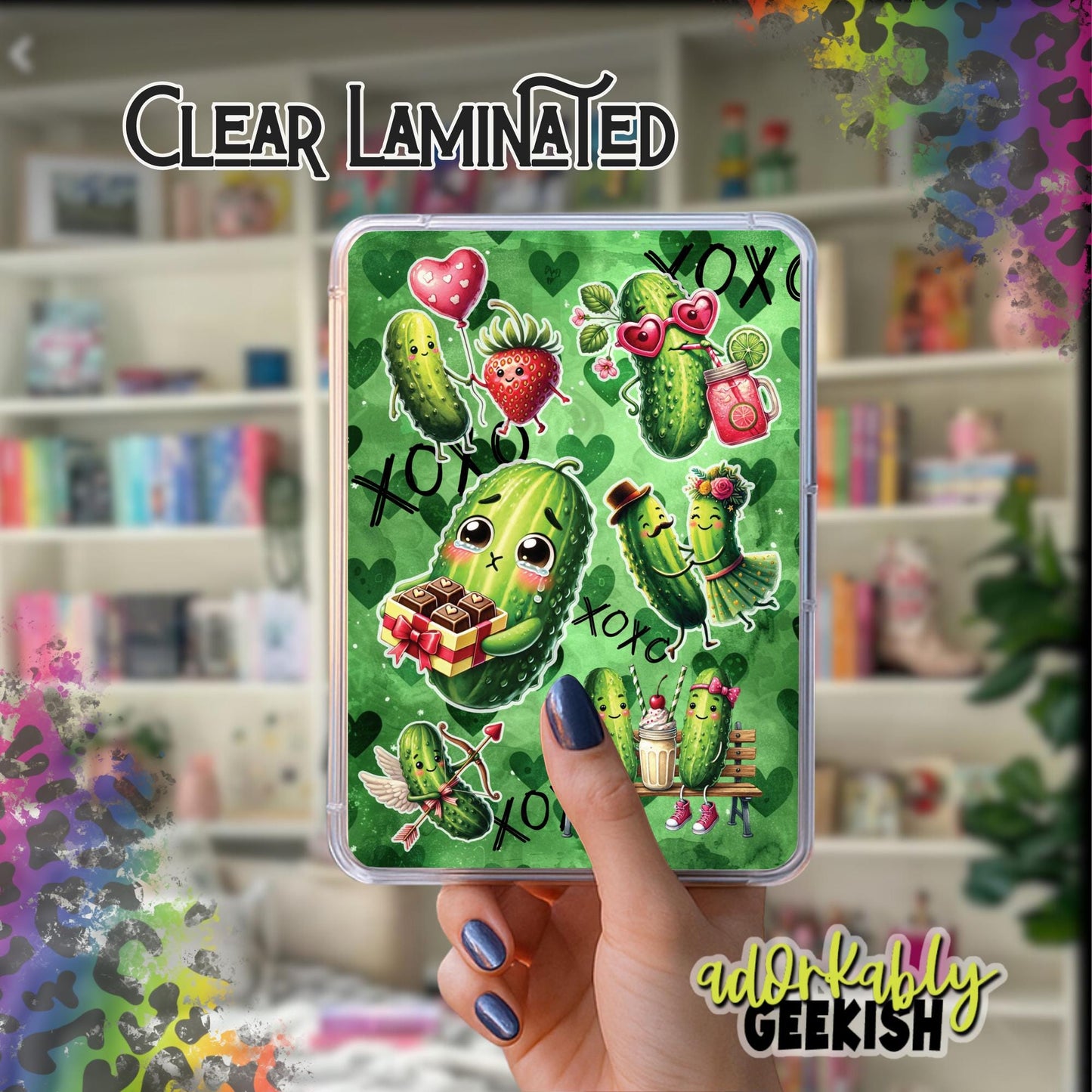 Pickle Love Kindle Inserts – Laminated, Handmade Bookish Accessory (Paperwhite Compatible)