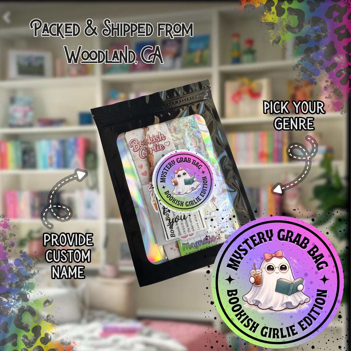 Bookish Girlie Grab Bag, Contemporary Romance Gift Set, Sports, Cowboy Romance Bookmarks & Stickers, Flirty Reader Bundle, Cute Book Lover