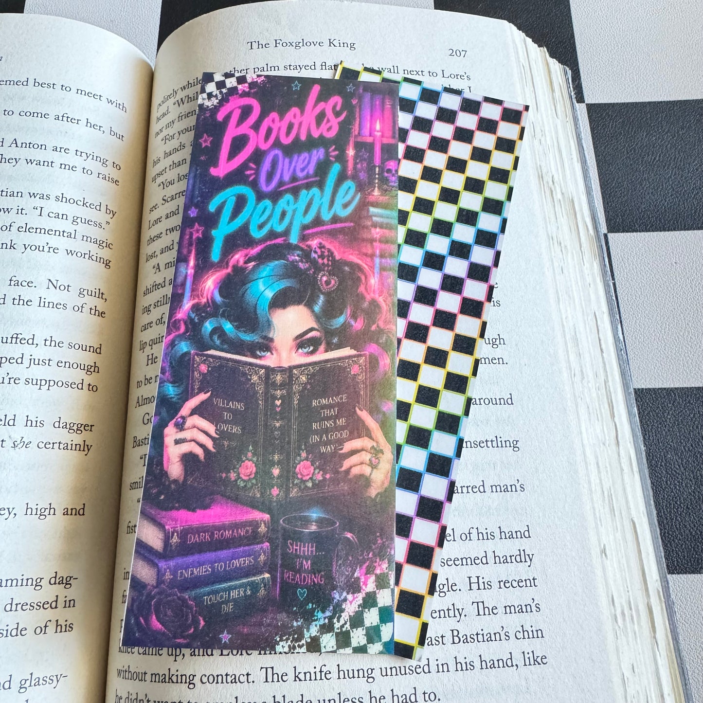Neon Victorian Book Club Bookmarks | Double-Sided Iridescent Bookish Bookmark | Gothic Romance Reader Gift | 2.5 x 6.5