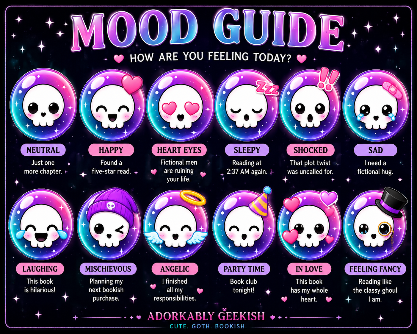 Skull Emoji Magnetic Bookmark