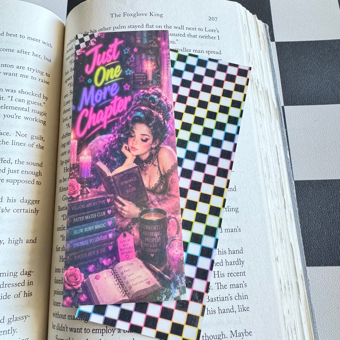 Neon Victorian Book Club Bookmarks | Double-Sided Iridescent Bookish Bookmark | Gothic Romance Reader Gift | 2.5 x 6.5