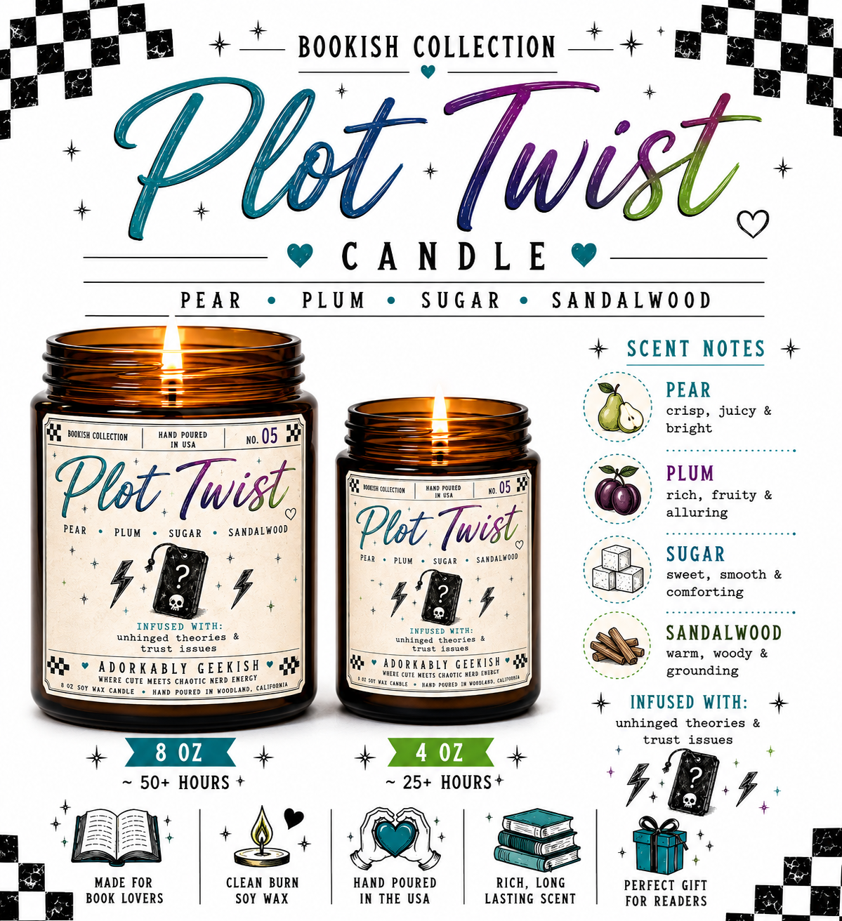 Bookish Collection Candles | Hand-Poured Soy + Beeswax Blend | 4 oz & 8 oz