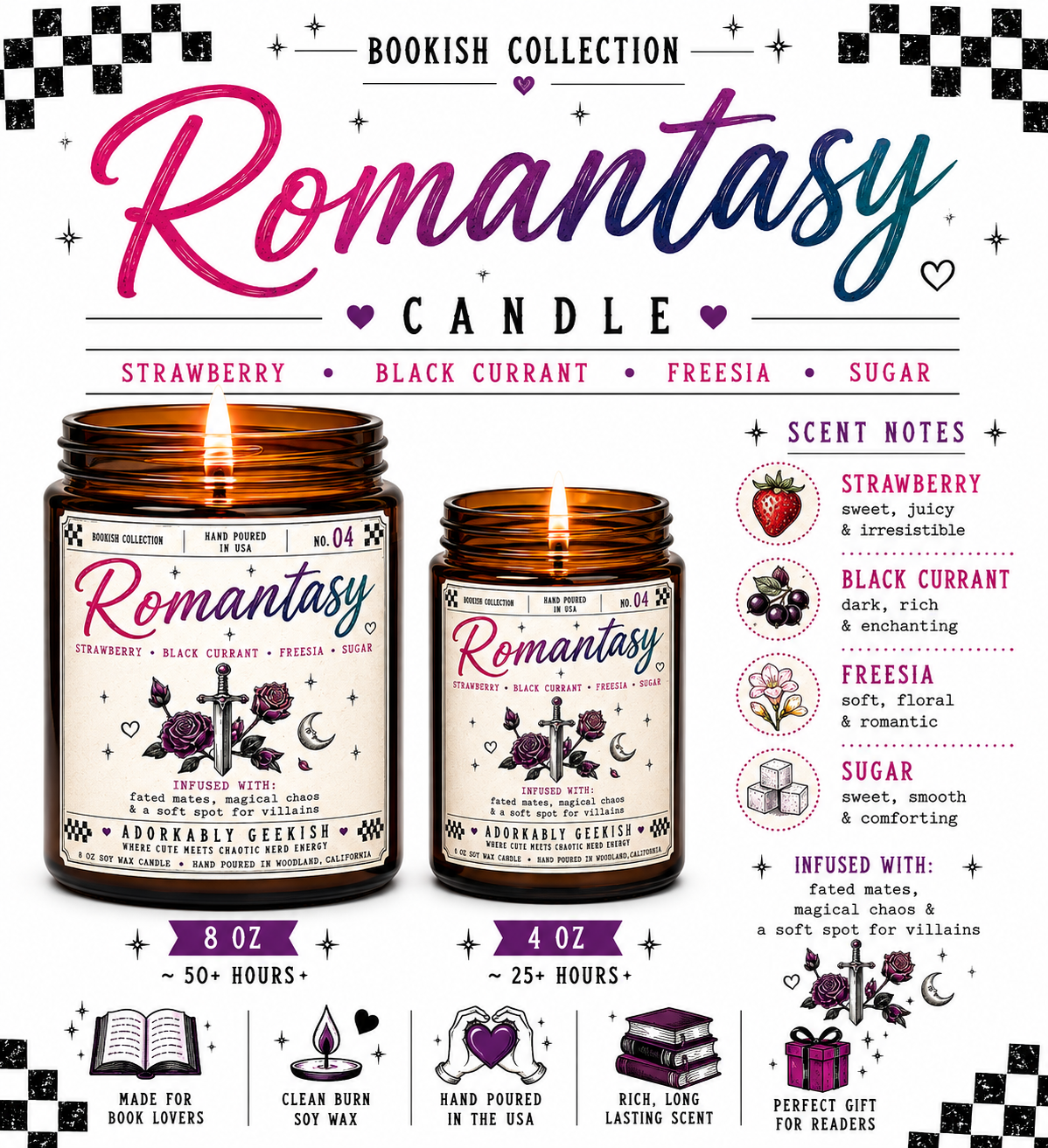 Bookish Collection Candles | Hand-Poured Soy + Beeswax Blend | 4 oz & 8 oz