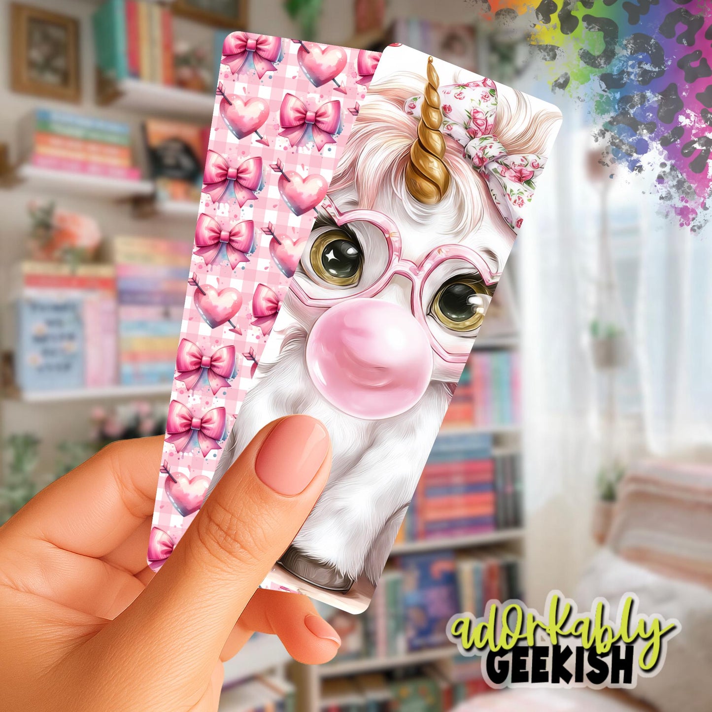 Bubble Gum Cuties Bookmark, Reading Accessory, 2x6 Double Sided Bookmark with Tassel