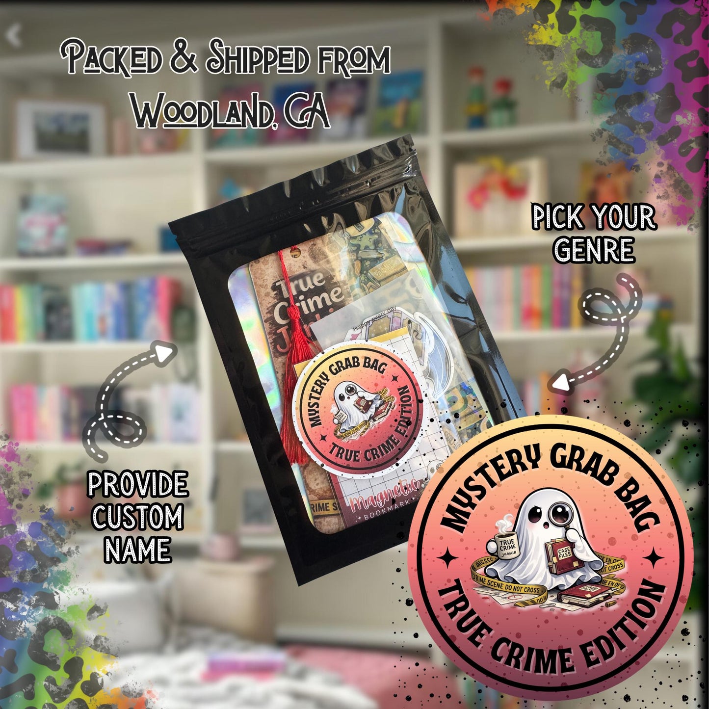True Crime Grab Bag, Crime Bookish Gift Set, Crime Junkie Bookmarks & Stickers, Mystery Reader Bundle, Dark Suspenseful Book Lover Gift