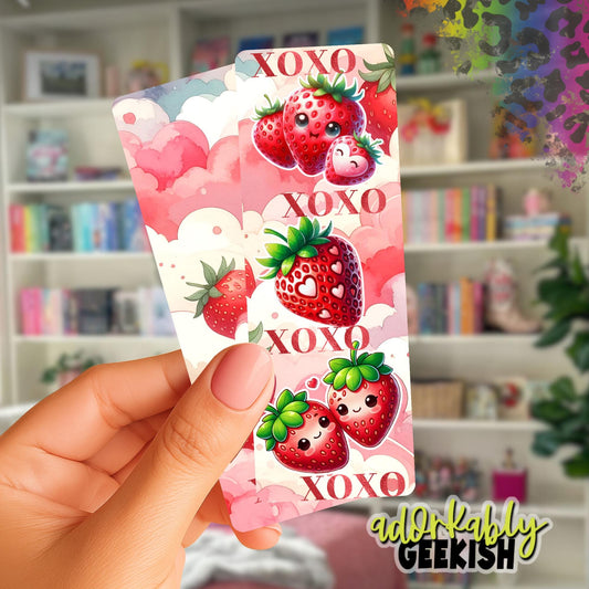 Strawberry Love Bookmark, Reading Accessory, 2x6 Double Sided Bookmark with Tassel