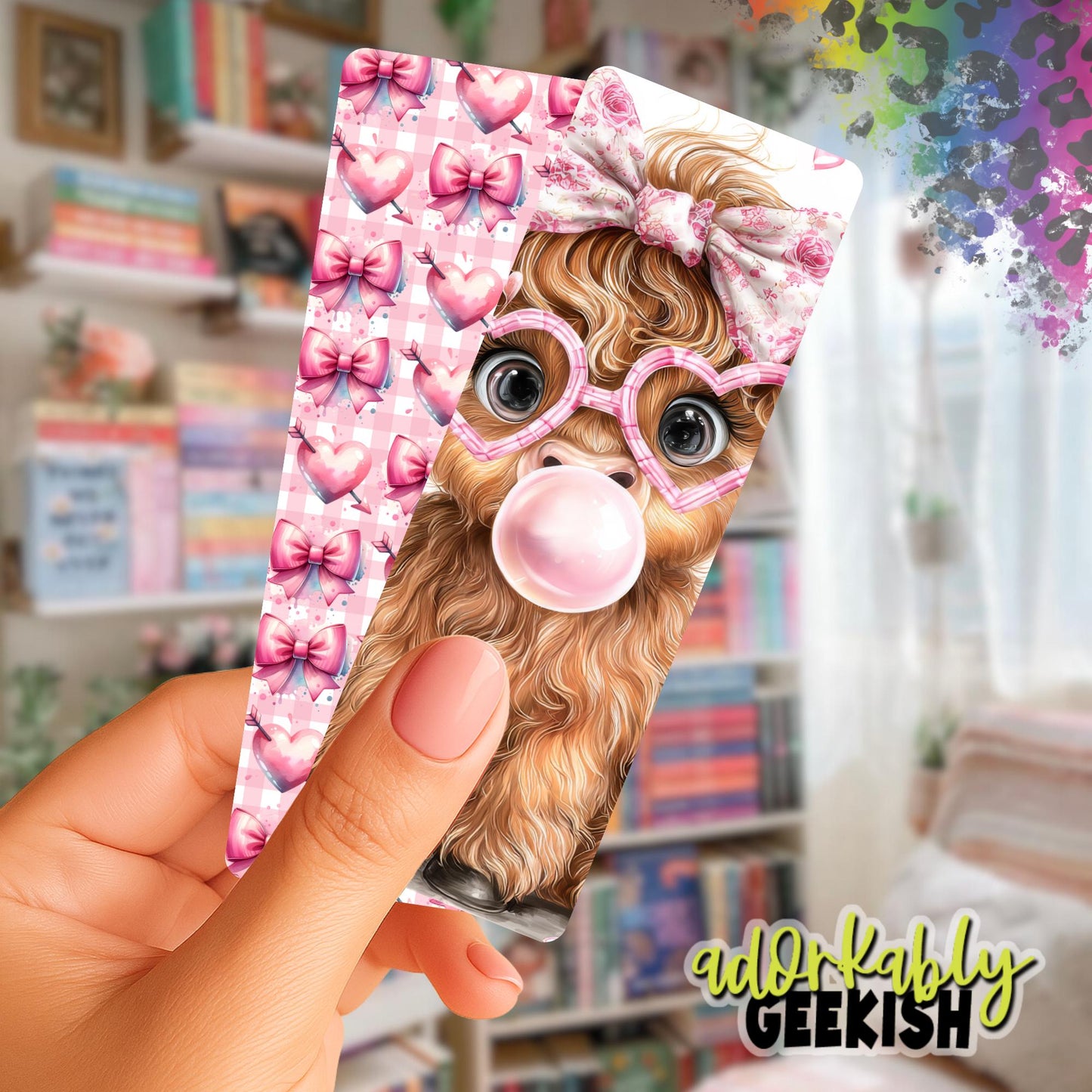 Bubble Gum Cuties Bookmark, Reading Accessory, 2x6 Double Sided Bookmark with Tassel