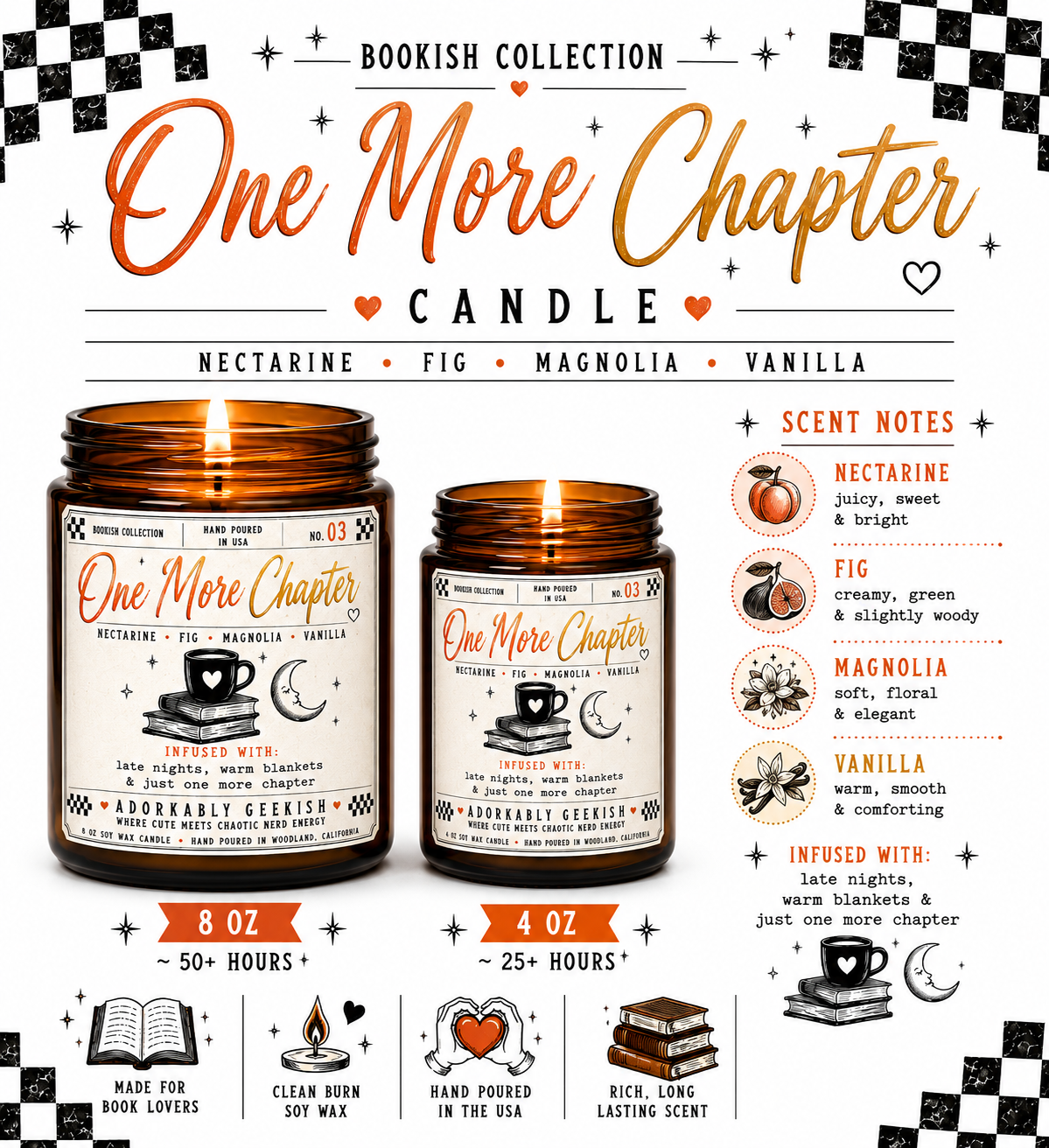 Bookish Collection Candles | Hand-Poured Soy + Beeswax Blend | 4 oz & 8 oz