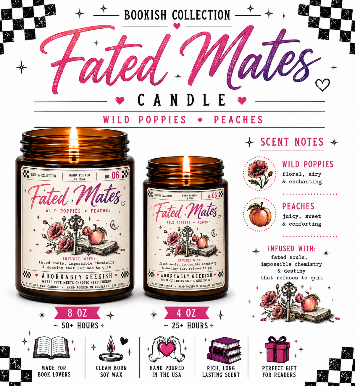Bookish Collection Candles | Hand-Poured Soy + Beeswax Blend | 4 oz & 8 oz