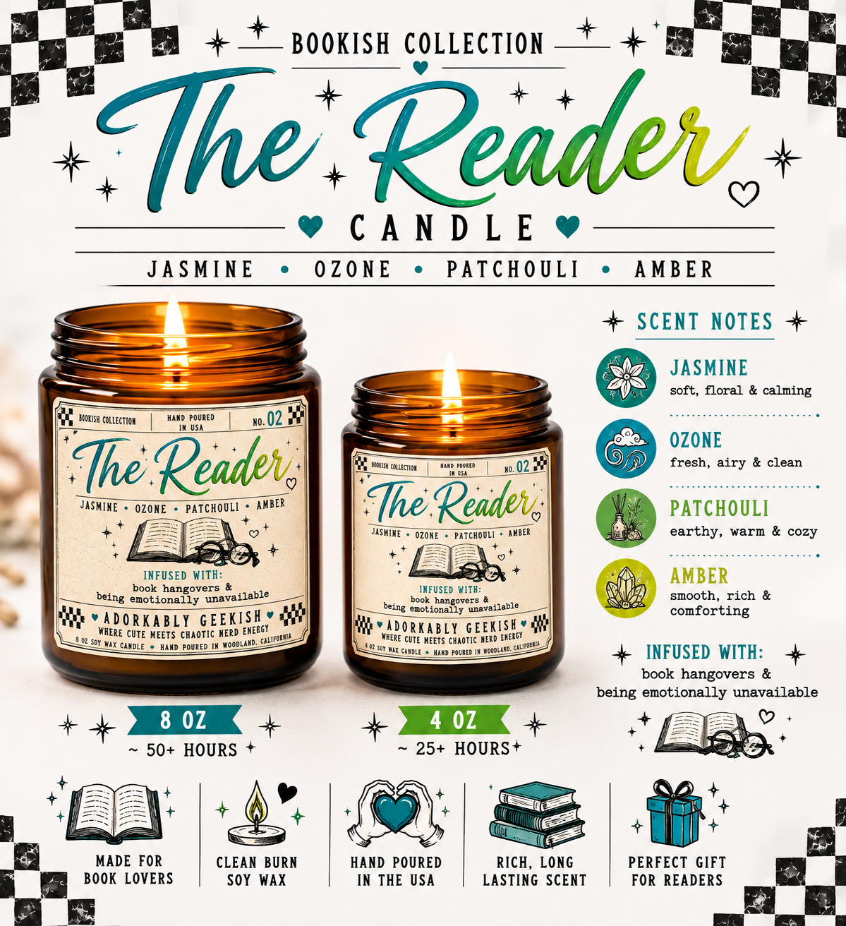 Bookish Collection Candles | Hand-Poured Soy + Beeswax Blend | 4 oz & 8 oz